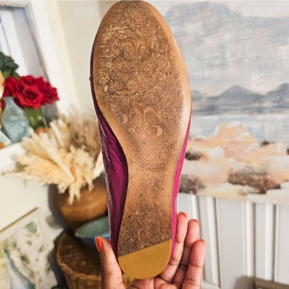 Coach Jelly Raspberry Patent Leather Ballet Flats. - Picture 4 of 15